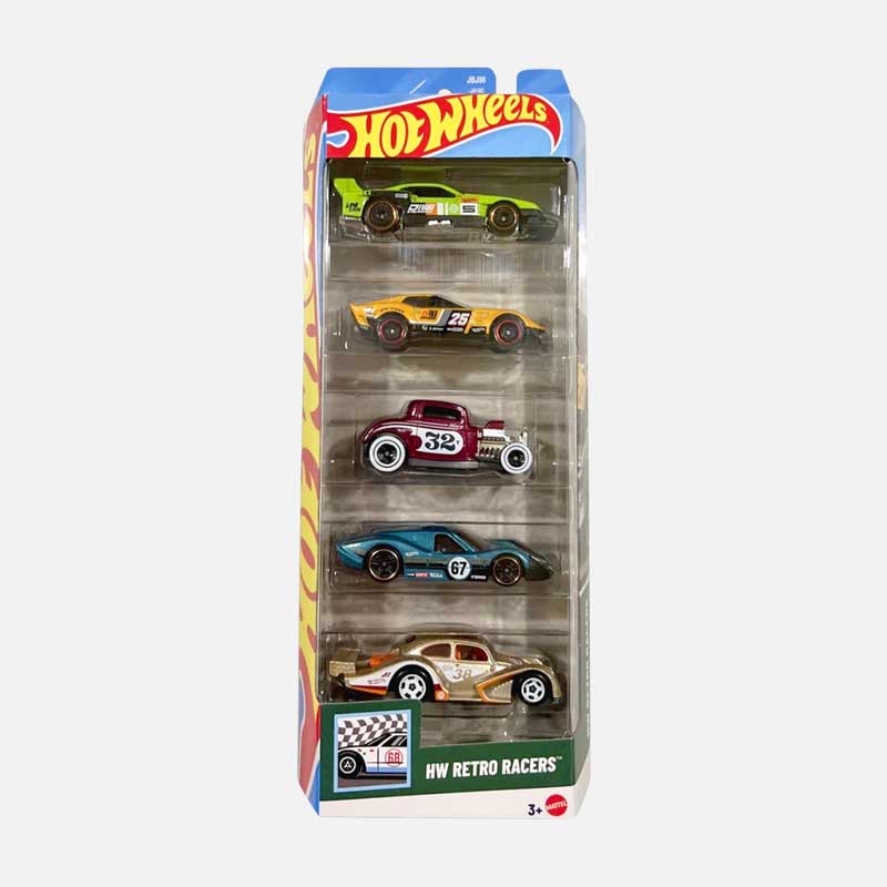 hot wheels car 2025 retro racers pack of 5