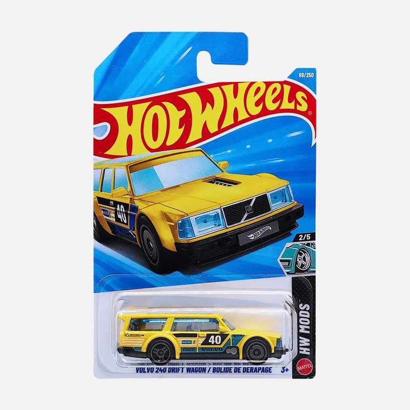 hot wheels volvo 240 drift wagon yellow